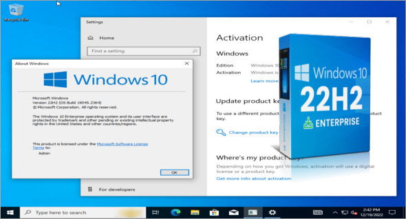 Windows 10 Enterprise 22H2 Pre-activated Dec 2022