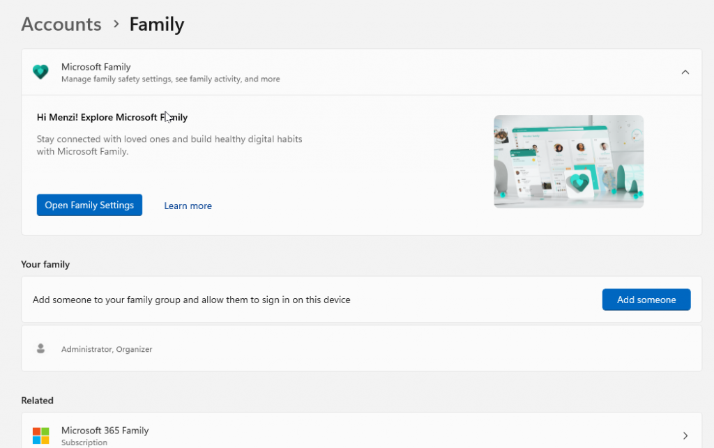 Add family to accounts: Azure Virtual Desktop Black Screen